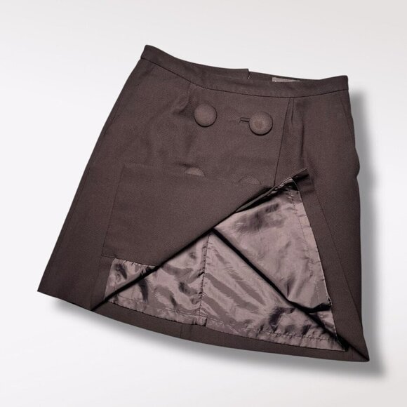 Banana Republic Black Wrap Style Mini Skirt Button Detail Size 0 - Picture 6 of 9